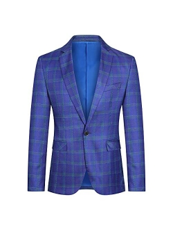 Boyland Men's Casual Suit Blazer Jackets Lightweight One Button Sport Coats Plaid Blazer