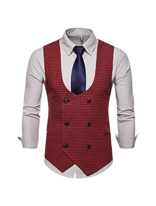 YFFUSHI Mens Slim Fit Dress Vest Formal Premium Button Down Vest Mens Vest Waistcoat