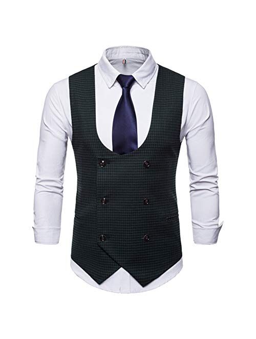 YFFUSHI Mens Slim Fit Dress Vest Formal Premium Button Down Vest Mens Vest Waistcoat