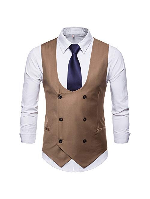 YFFUSHI Mens Slim Fit Dress Vest Formal Premium Button Down Vest Mens Vest Waistcoat