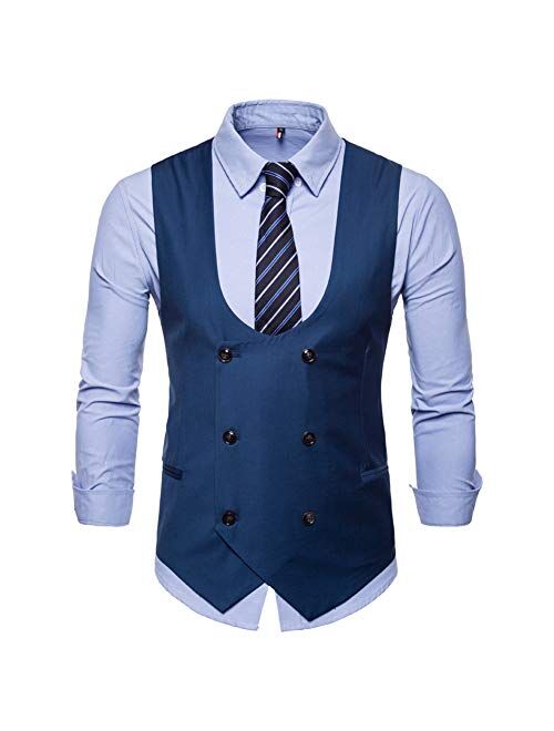 YFFUSHI Mens Slim Fit Dress Vest Formal Premium Button Down Vest Mens Vest Waistcoat