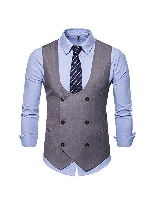 YFFUSHI Mens Slim Fit Dress Vest Formal Premium Button Down Vest Mens Vest Waistcoat