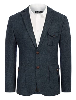 Mens British Wool Blend Suit Blazer Patchwork Tweed Sport Coats