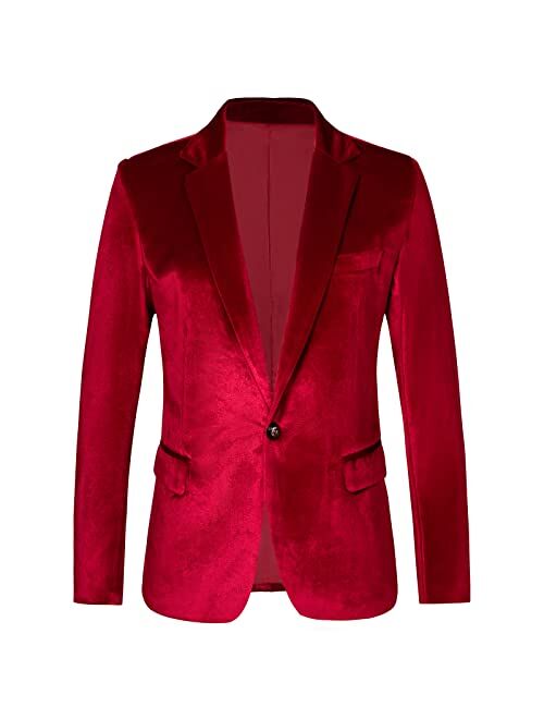 RONGKAI Mens Velvet Blazer Slim Fit Fashion Suit Jacket for Wedding Prom Dinner Party