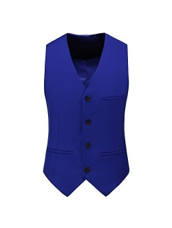 UNINUKOO Mens Vest Slim Fit 4 Button Solid Color Business Formal Tuxedo Waistcoat