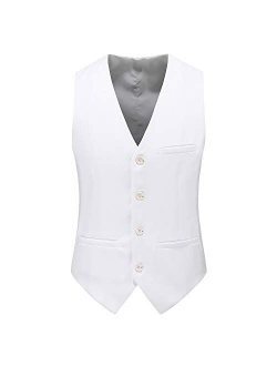 UNINUKOO Mens Vest Slim Fit 4 Button Solid Color Business Formal Tuxedo Waistcoat