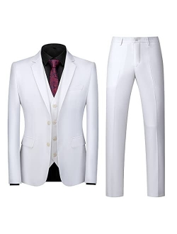 MOGU Mens 3 Piece Suit Slim Fit Pure Color Tuxedos for Wedding Prom