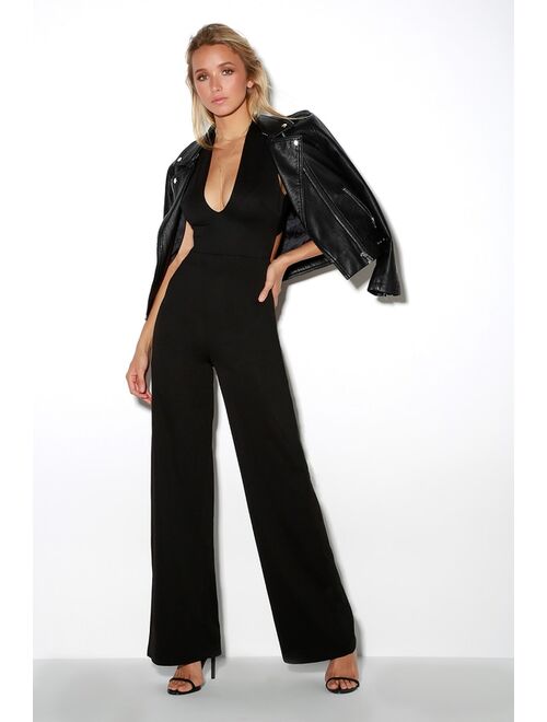 Lulus Thinking Out Loud Black Backless Jumpsuit