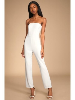 Special Evening Black Strapless Cutout Straight Leg Jumpsuit