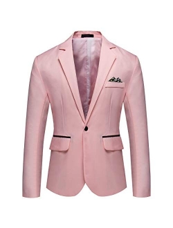 YFFUSHI Men's Casual Suit Jacket Slim Fit One Button Notched Lapel Business Daily Lightweight Blazer Jacket