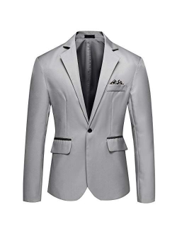 YFFUSHI Men's Casual Suit Jacket Slim Fit One Button Notched Lapel Business Daily Lightweight Blazer Jacket