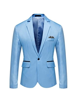 YFFUSHI Men's Casual Suit Jacket Slim Fit One Button Notched Lapel Business Daily Lightweight Blazer Jacket