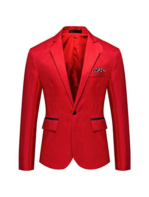 YFFUSHI Men's Casual Suit Jacket Slim Fit One Button Notched Lapel Business Daily Lightweight Blazer Jacket