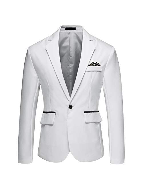 YFFUSHI Men's Casual Suit Jacket Slim Fit One Button Notched Lapel Business Daily Lightweight Blazer Jacket