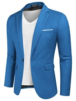 Men Casual Blazer Jackets Slim Fit Suits Jacket Business Sports Coat One Button