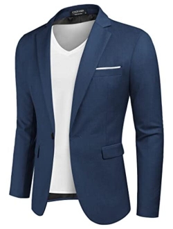 Men Casual Blazer Jackets Slim Fit Suits Jacket Business Sports Coat One Button