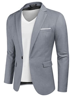 Men Casual Blazer Jackets Slim Fit Suits Jacket Business Sports Coat One Button