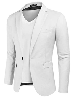 Men Casual Blazer Jackets Slim Fit Suits Jacket Business Sports Coat One Button