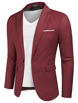 Men Casual Blazer Jackets Slim Fit Suits Jacket Business Sports Coat One Button