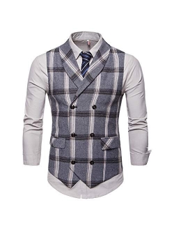 YFFUSHI Mens Slim Fit Dress Vest Formal Turn Down Collar Premium Button Down Vest Mens Vest Waistcoat