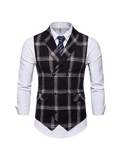 YFFUSHI Mens Slim Fit Dress Vest Formal Turn Down Collar Premium Button Down Vest Mens Vest Waistcoat