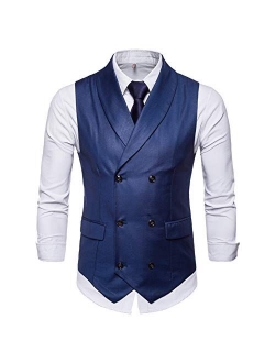 YFFUSHI Mens Slim Fit Dress Vest Formal Turn Down Collar Premium Button Down Vest Mens Vest Waistcoat