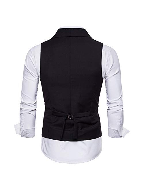 YFFUSHI Mens Slim Fit Dress Vest Formal Turn Down Collar Premium Button Down Vest Mens Vest Waistcoat