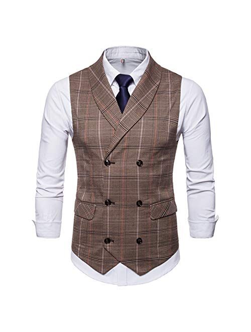 YFFUSHI Mens Slim Fit Dress Vest Formal Turn Down Collar Premium Button Down Vest Mens Vest Waistcoat