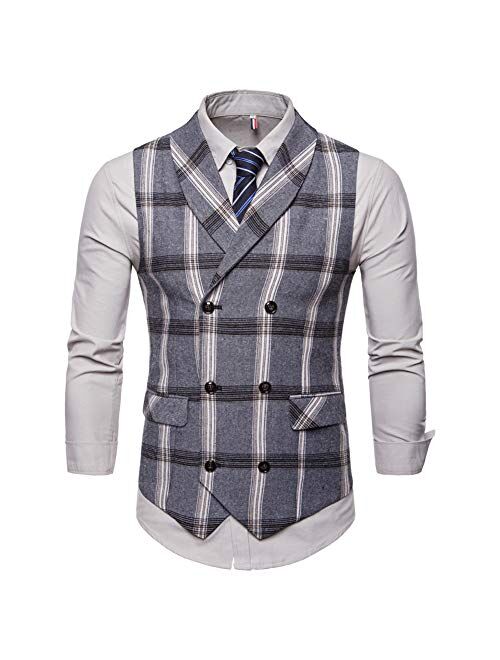 YFFUSHI Mens Slim Fit Dress Vest Formal Turn Down Collar Premium Button Down Vest Mens Vest Waistcoat