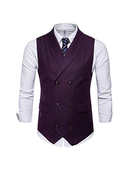 YFFUSHI Mens Slim Fit Dress Vest Formal Turn Down Collar Premium Button Down Vest Mens Vest Waistcoat