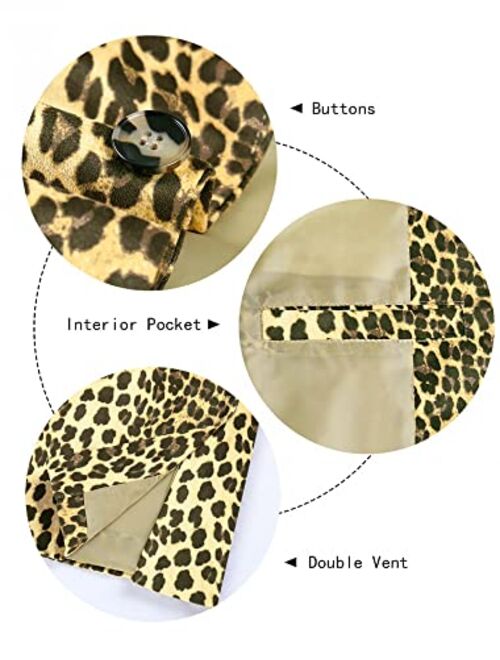 Lars Amadeus Men's Party Animal Leopard Print Blazer Notched Lapel Lightweight Sport Coat Suit Jacket