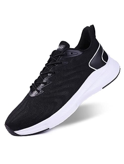 KUMNY Mens Walking Running Shoes - Lightweight Breathable Mesh Athletic Casual Tennis Sneakers