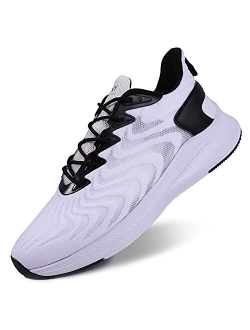 KUMNY Mens Walking Running Shoes - Lightweight Breathable Mesh Athletic Casual Tennis Sneakers