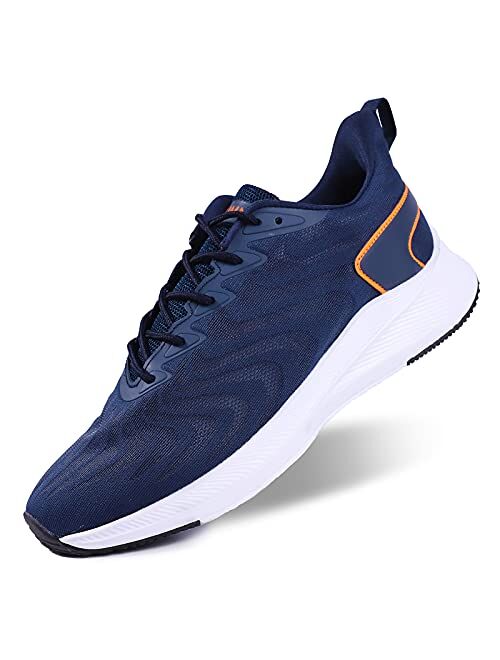 KUMNY Mens Walking Running Shoes - Lightweight Breathable Mesh Athletic Casual Tennis Sneakers