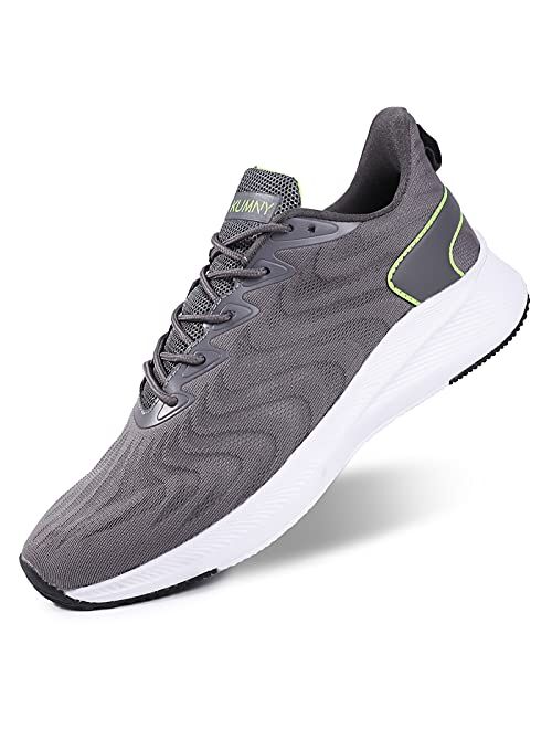 KUMNY Mens Walking Running Shoes - Lightweight Breathable Mesh Athletic Casual Tennis Sneakers