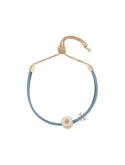 logo charm leather strap bracelet