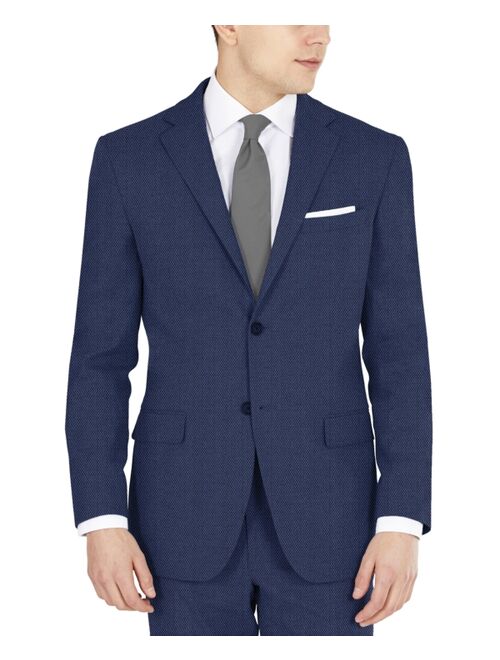 DKNY Men's Blue Tic Modern-Fit Performance Stretch Suit Separates Jacket