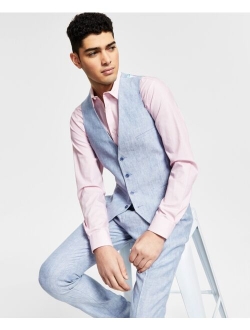Men's Slim-Fit Textured Linen Suit Separate Vest, Created for Macy's