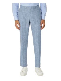 Men's Modern Fit Flex Stretch Plaid Linen Suit Pants