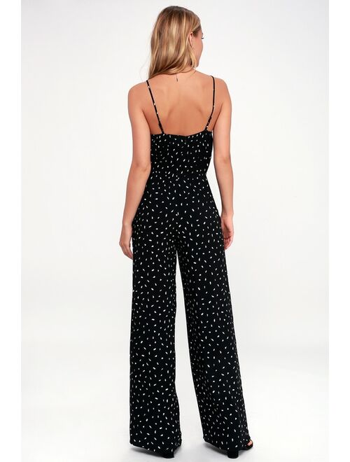 Lulus In Demand Black and White Print Sleeveless Wide-Leg Jumpsuit