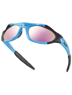 X Loop Youth Sports Polarized Sunglasses for Boys Kids Teens Age 8-16 Baseball Wrap Around UV400 Glasses