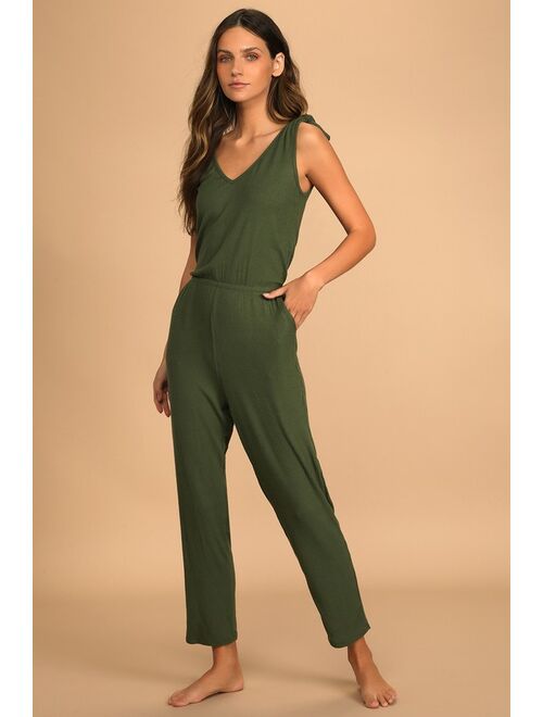 Lulus Belmore Black Ribbed Sleeveless Jumpsuit