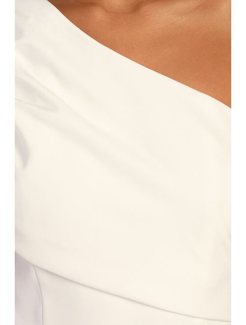 Lulus Special Sophistication White One-Shoulder Wide-Leg Jumpsuit