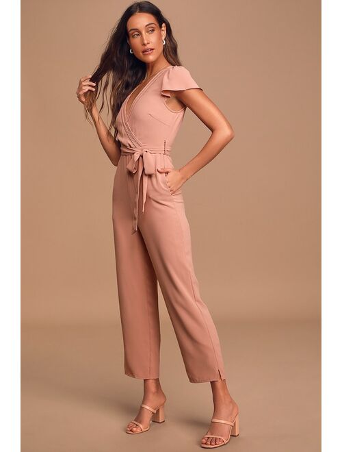 Lulus One in a Million Mauve Pink Short Sleeve Jumpsuit