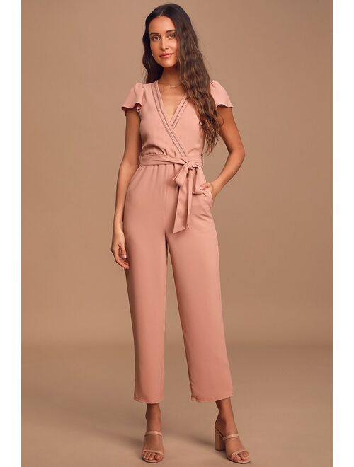 Lulus One in a Million Mauve Pink Short Sleeve Jumpsuit