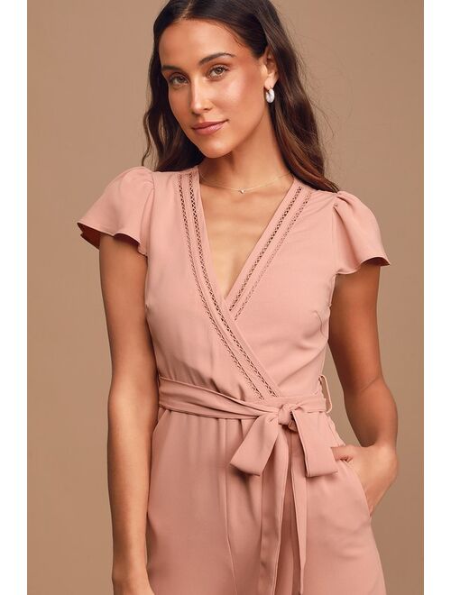 Lulus One in a Million Mauve Pink Short Sleeve Jumpsuit