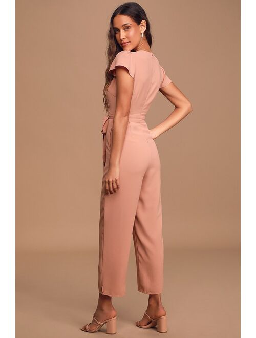 Lulus One in a Million Mauve Pink Short Sleeve Jumpsuit