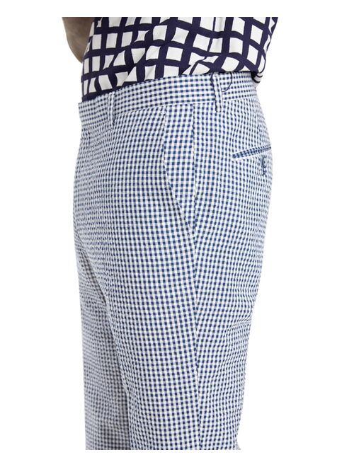 Paisley & Gray Men's Slim-Fit Navy/White Gingham Check Suit Separate Pants