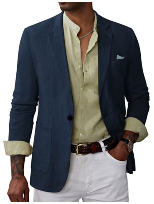 PJ PAUL JONES Men's Casual Slim Fit Linen Jacket Lightweight 2 Button Blazer Sport Coat