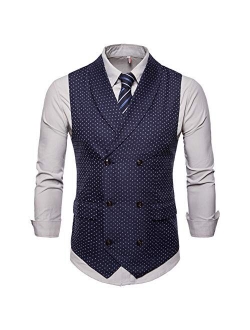 YFFUSHI Mens Slim Fit Dress Vest Plaid/Stripes Formal Premium Button Down Vest Mens Vest Waistcoat